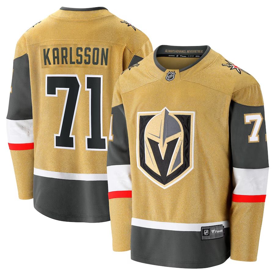 Men Vegas Golden Knights 71 William Karlsson Fanatics Branded Gold Home Premier Breakaway Player NHL Jersey